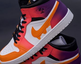 Buy Night Lights Custom Jordan Mids, Cartoon Drip, Orange