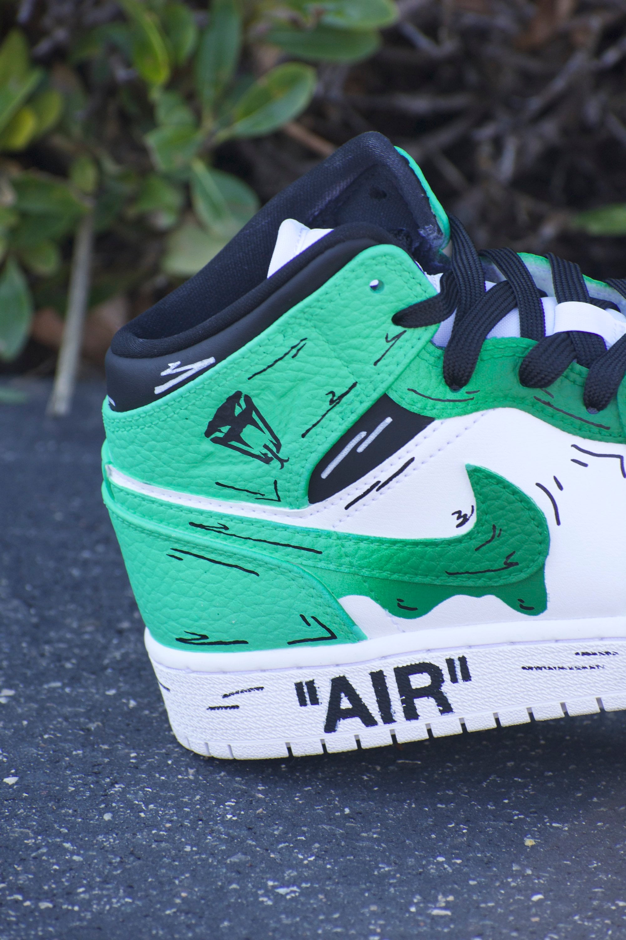 Green Cartoon Fade Custom Jordan 1 Mid - Etsy