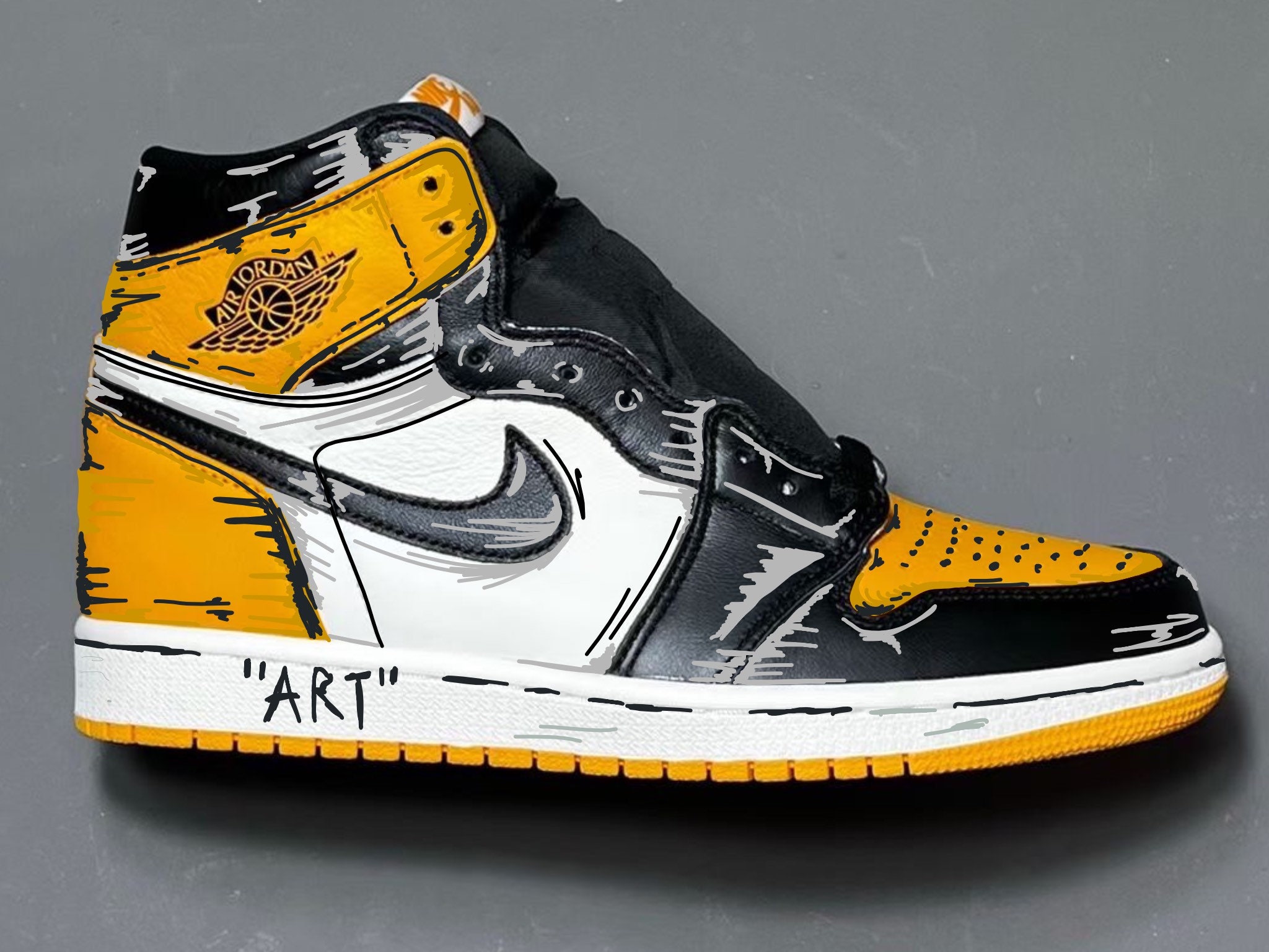 Custom Nike Air Jordan 1s Orange Cartoon Drip AJ1 Men's 