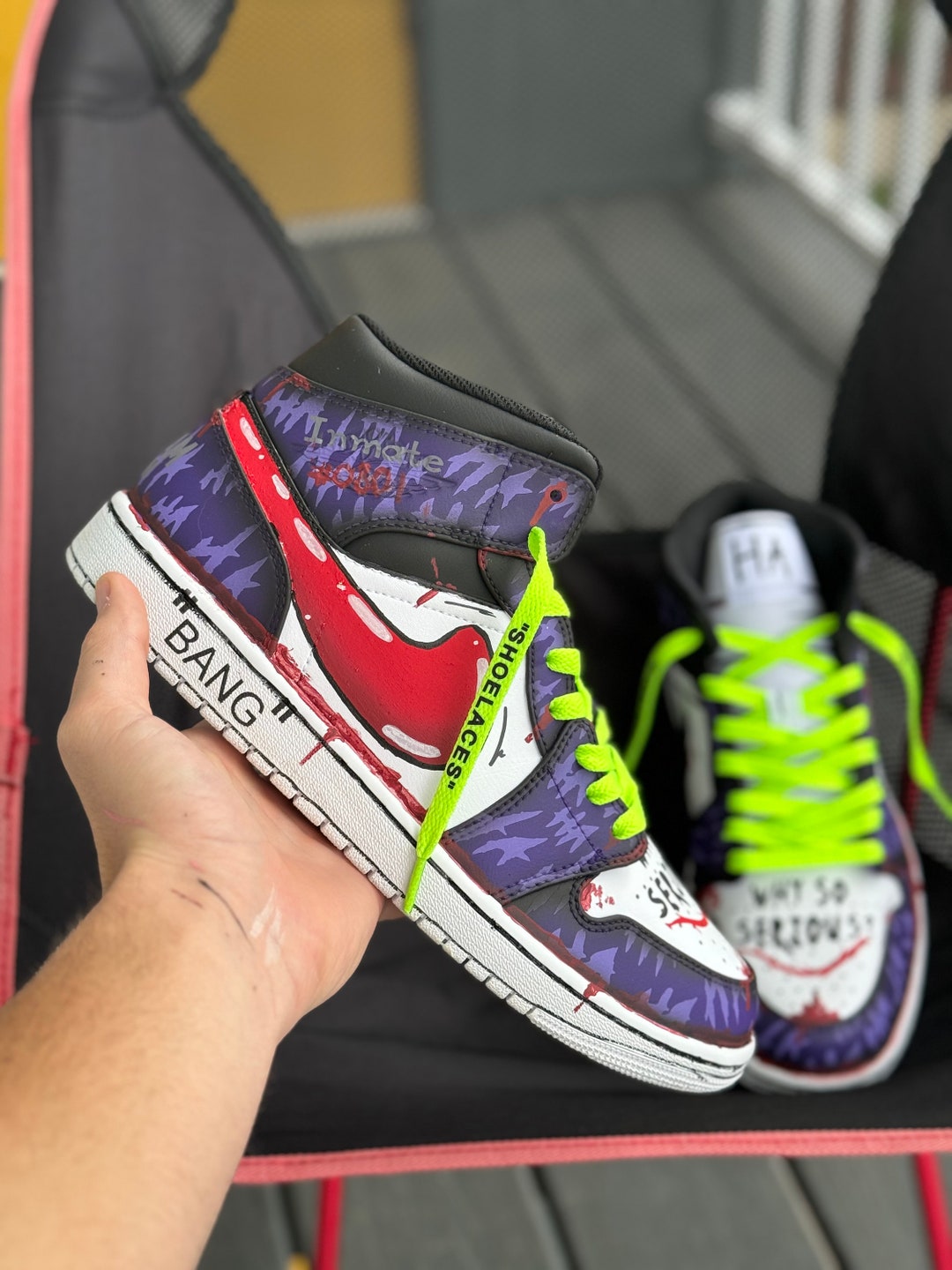 Purple Nike Air Jordan Retro Mid Joker Joker, Off White Themed