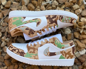 Camo Grid Print Custom Jordan 1 Lows