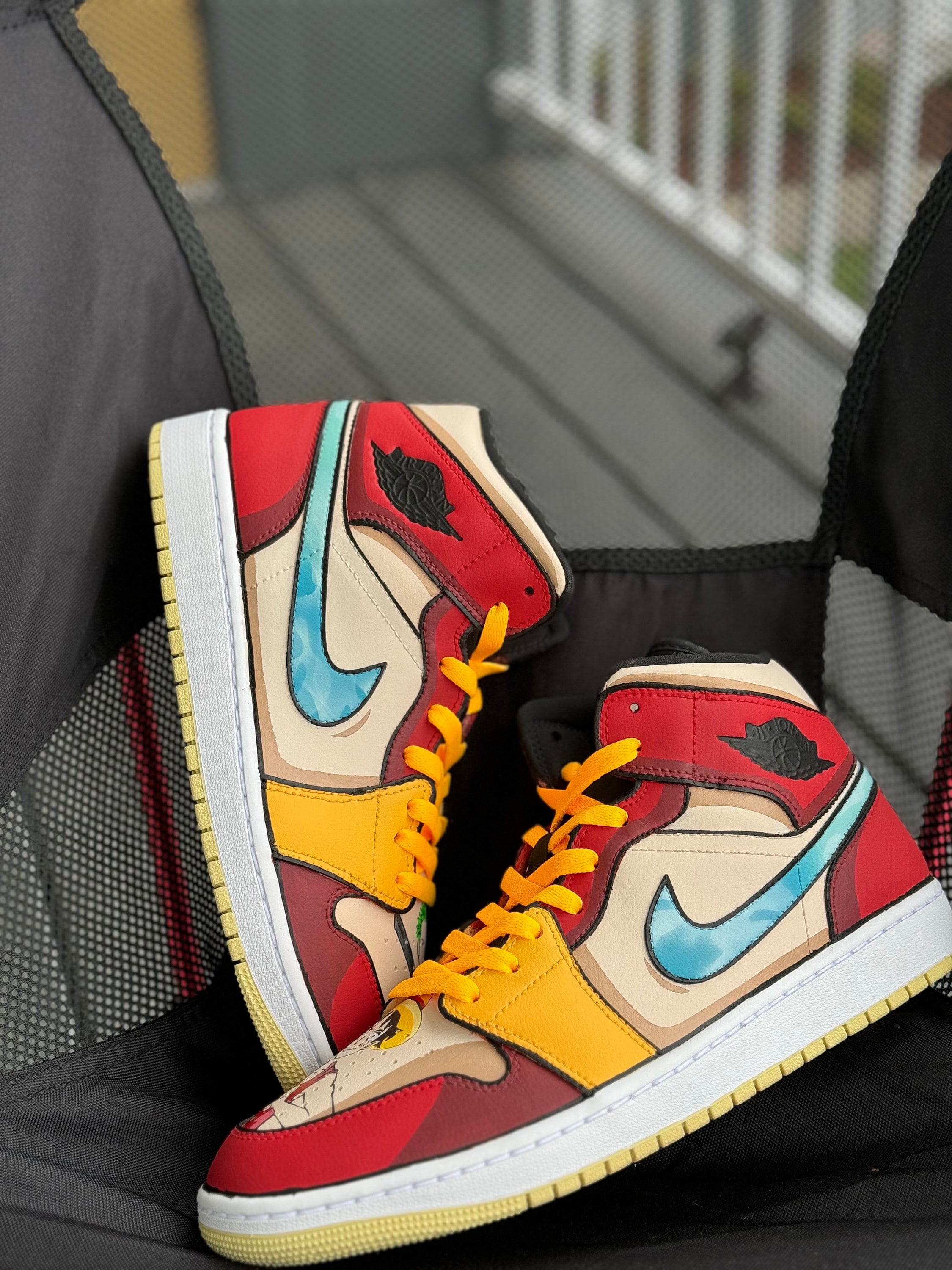 Cartoon Anime Red and Cream Custom Jordan 1s - Etsy