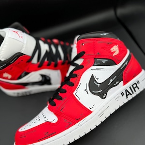 Red cartoon drip Jordan 1s