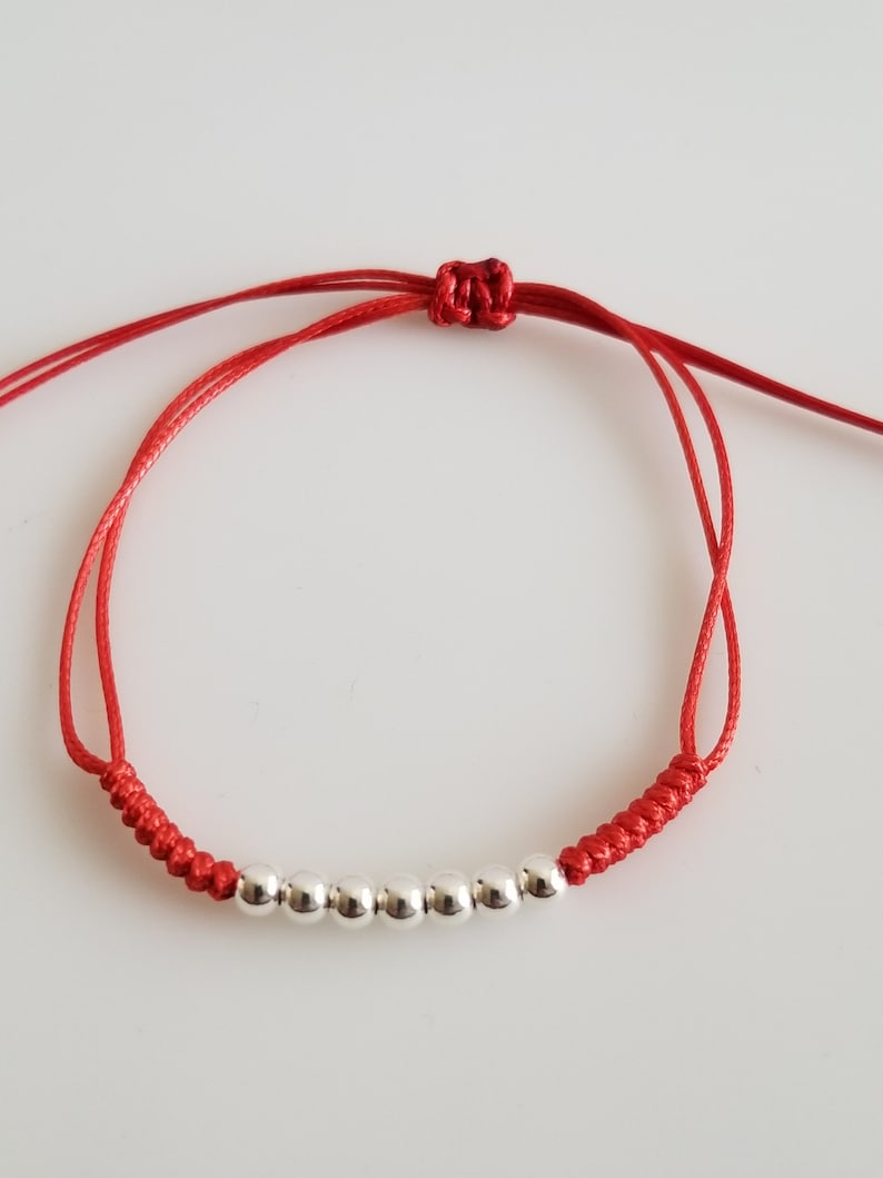925 Sterling Silver Beads Bracelet Wax Rope Lucky Bangle Handmade