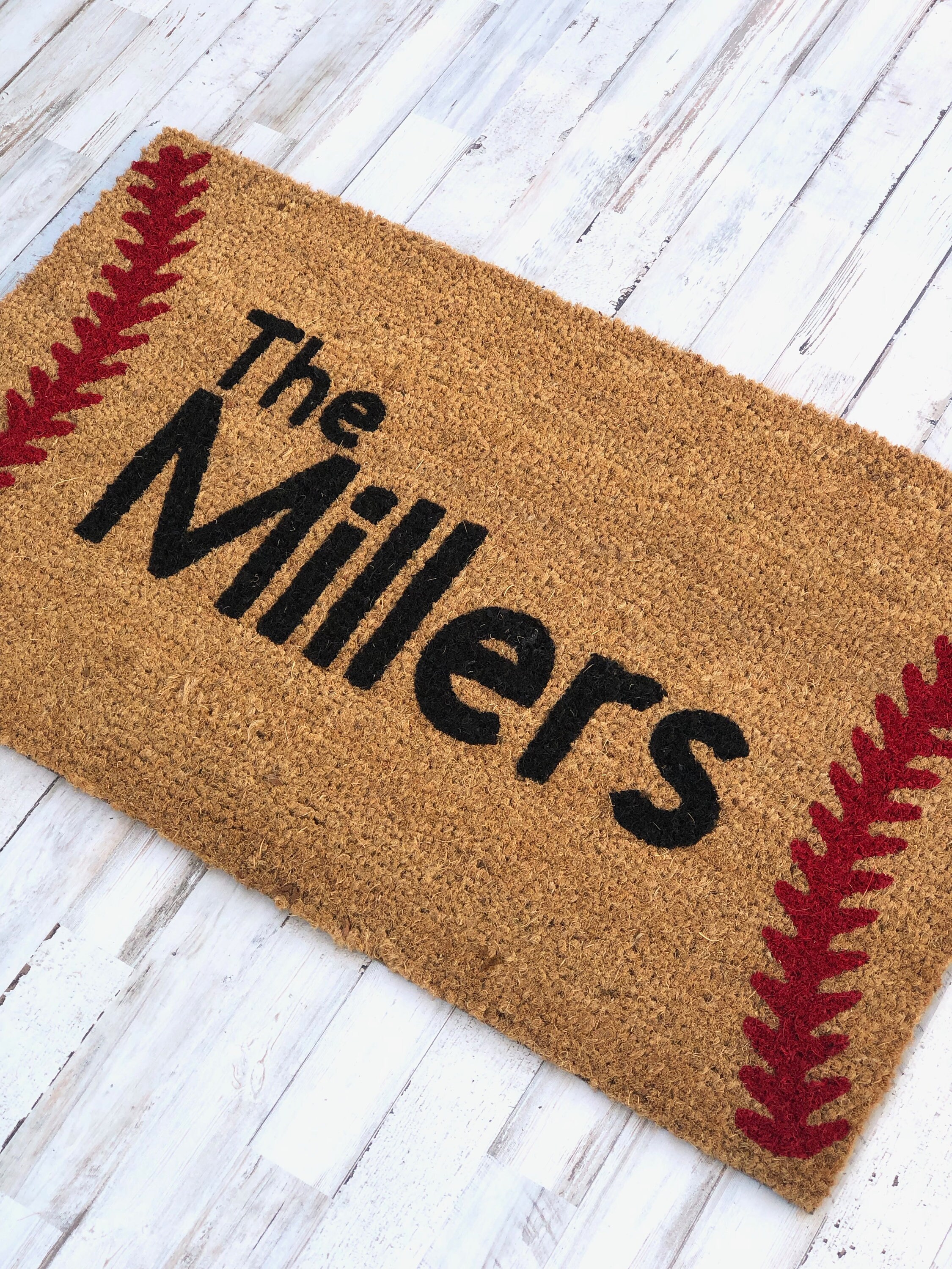 Baseball Style Doormat Personalized Doormat Housewarming Etsy