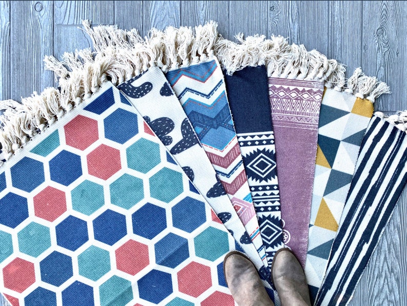 Cotton Rug Layered Rug Indoor Outdoor Floor Mat Etsy