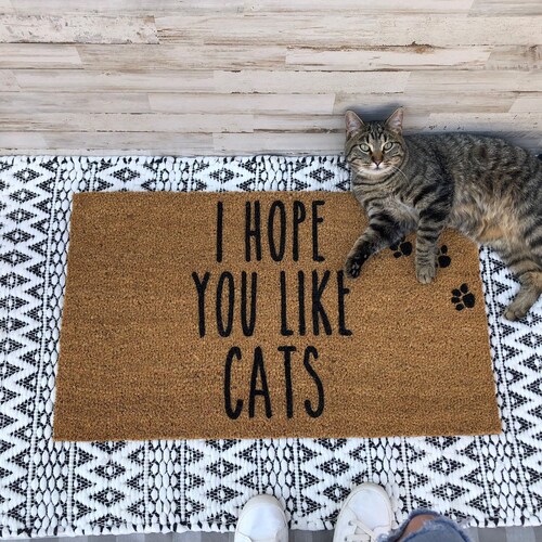 I Hope you like Cats | Custom Doormat | Door mat | Welcome Mat | Funny Doormat | Outdoor Decor | Cats | Cat Doormat | Christmas Gift