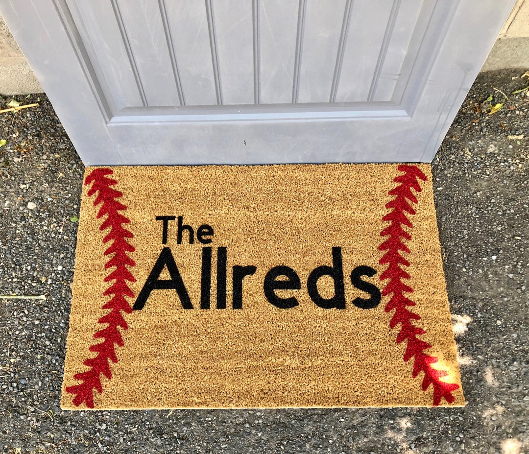 Baseball Style Doormat Personalized Doormat Housewarming Gift Custom