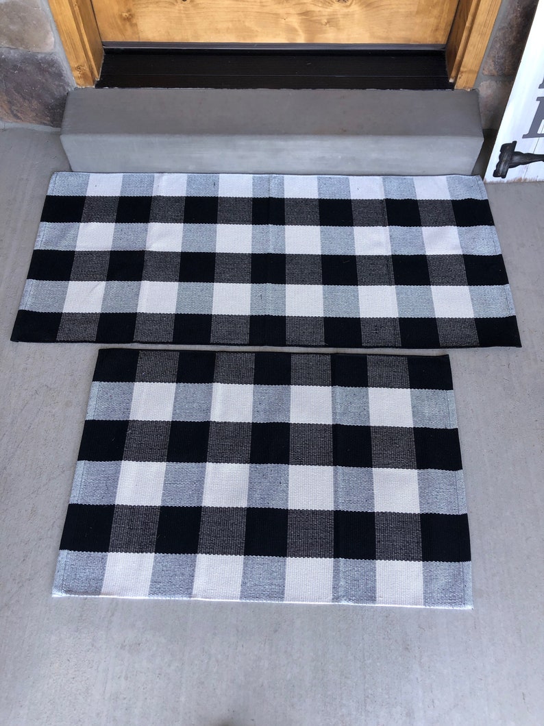 Buffalo Check Rug Cotton Rug Indoor Outdoor Area Rug Etsy