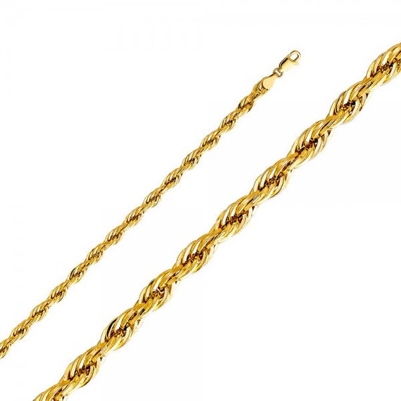 14k Gold 5 Mm Hollow Dc Rope Chain 
