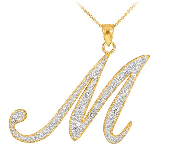 m Diamond Initial Pendant - Etsy 