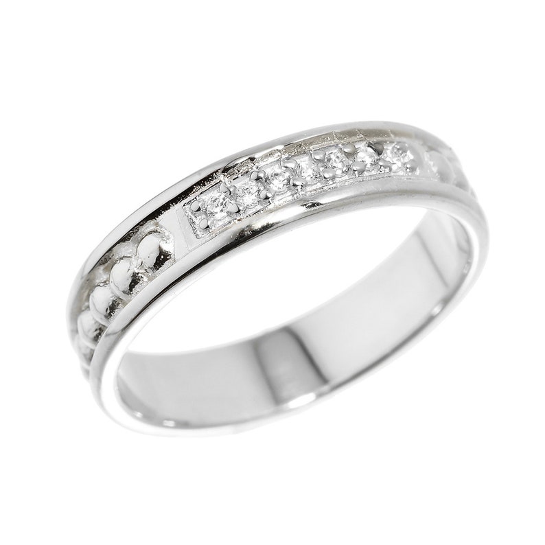 sterling silver unisex diamond wedding band