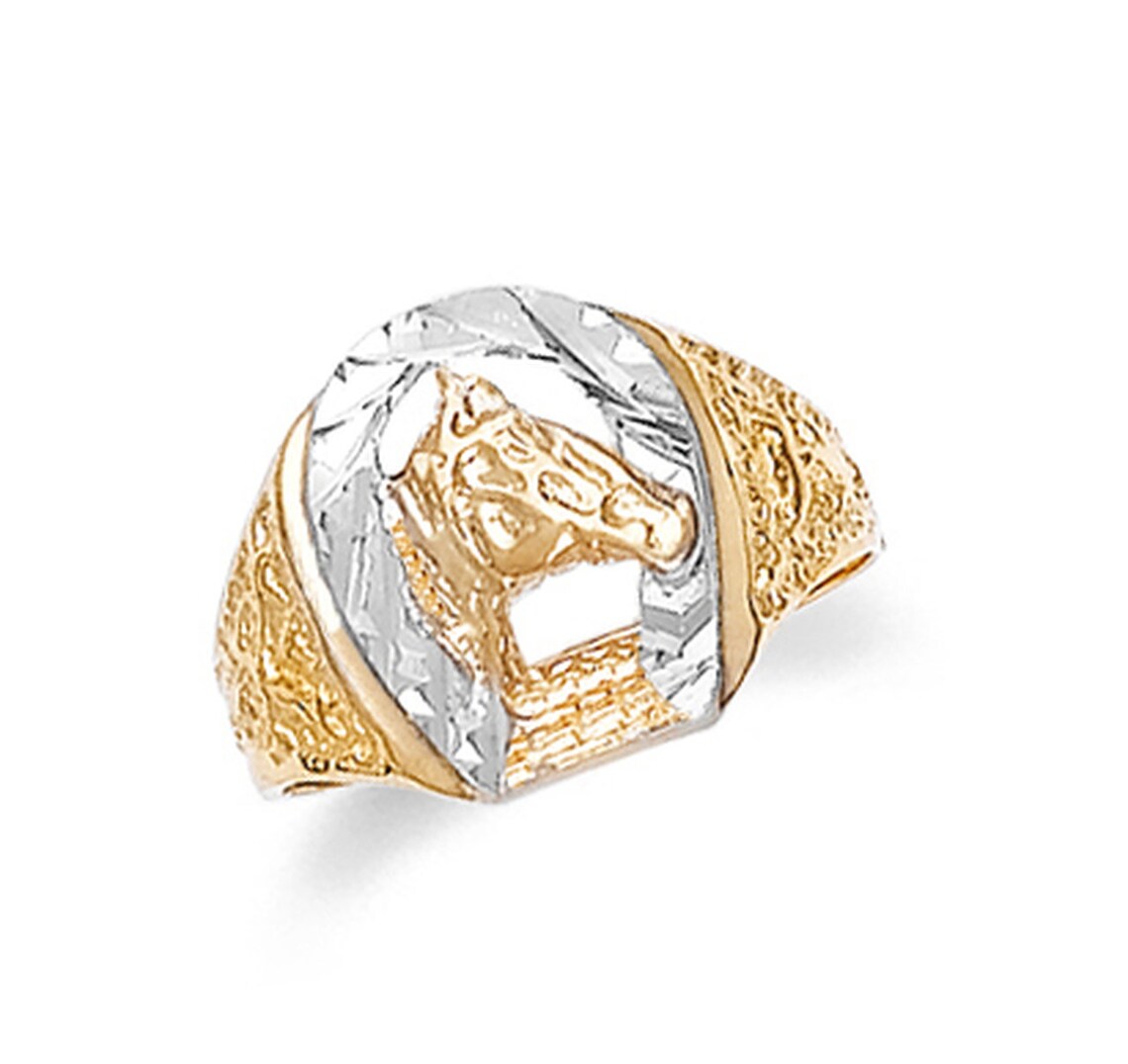 Gold Mens Horseshoe Ring Etsy