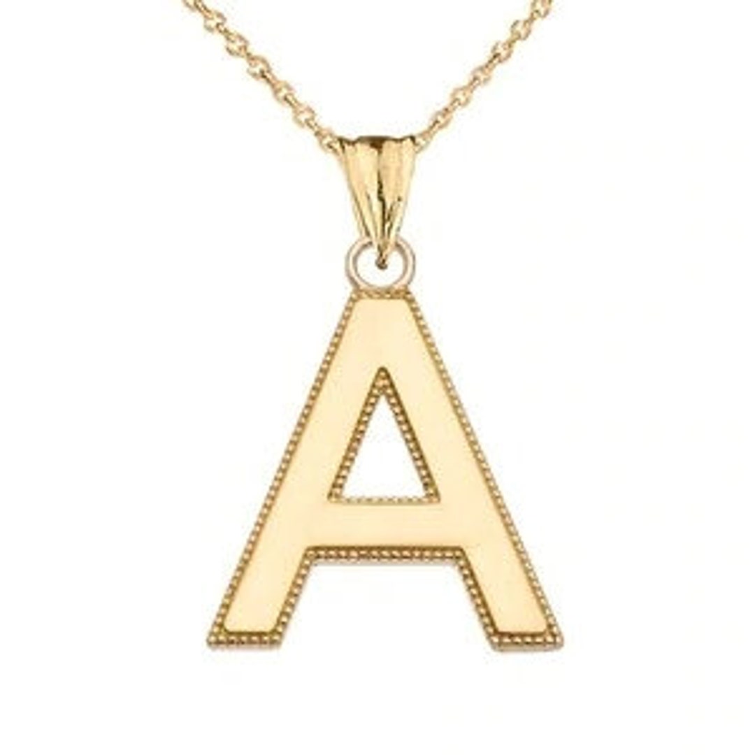 Personalized Yellow Gold Milgrain Initial Pendant Necklace - Etsy Canada