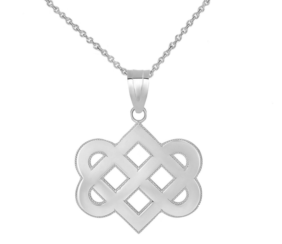 Celtic Love Knot Pendant Necklace In Sterling Silver Etsy