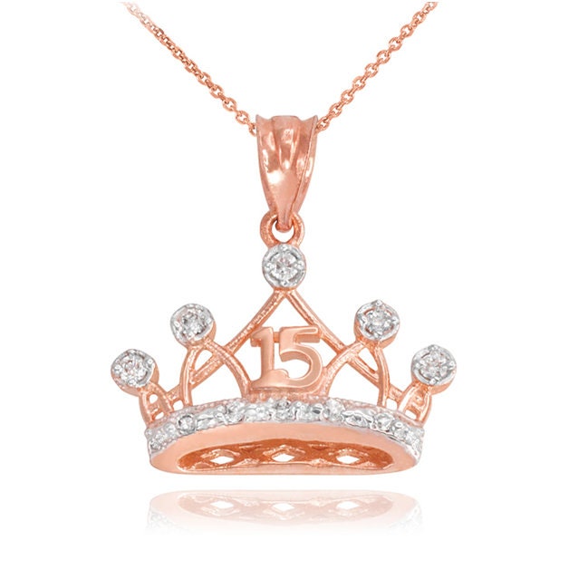 Rose Gold Quince Crown Pendant Necklace 
