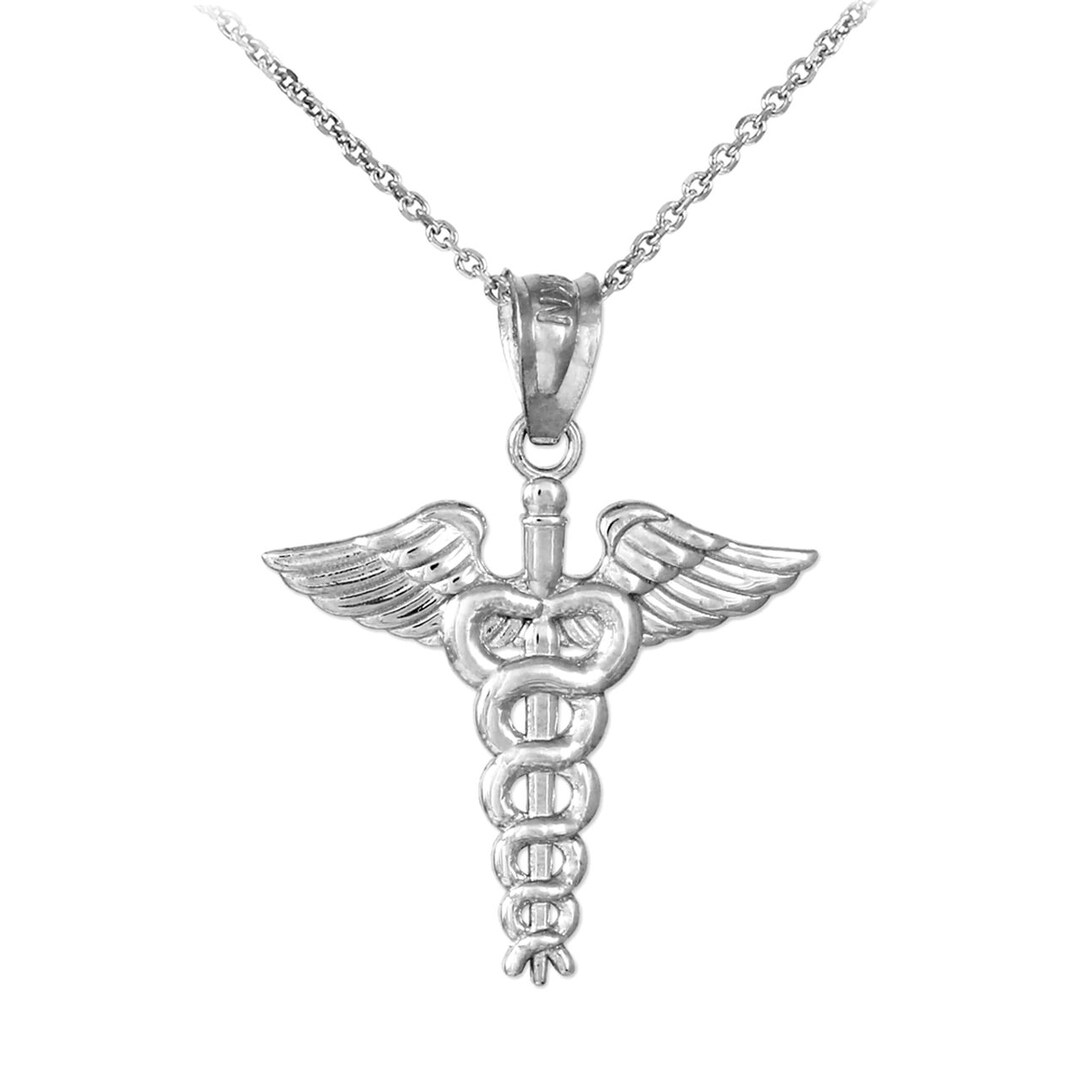 Silver Caduceus Charm Pendant Necklace - Etsy