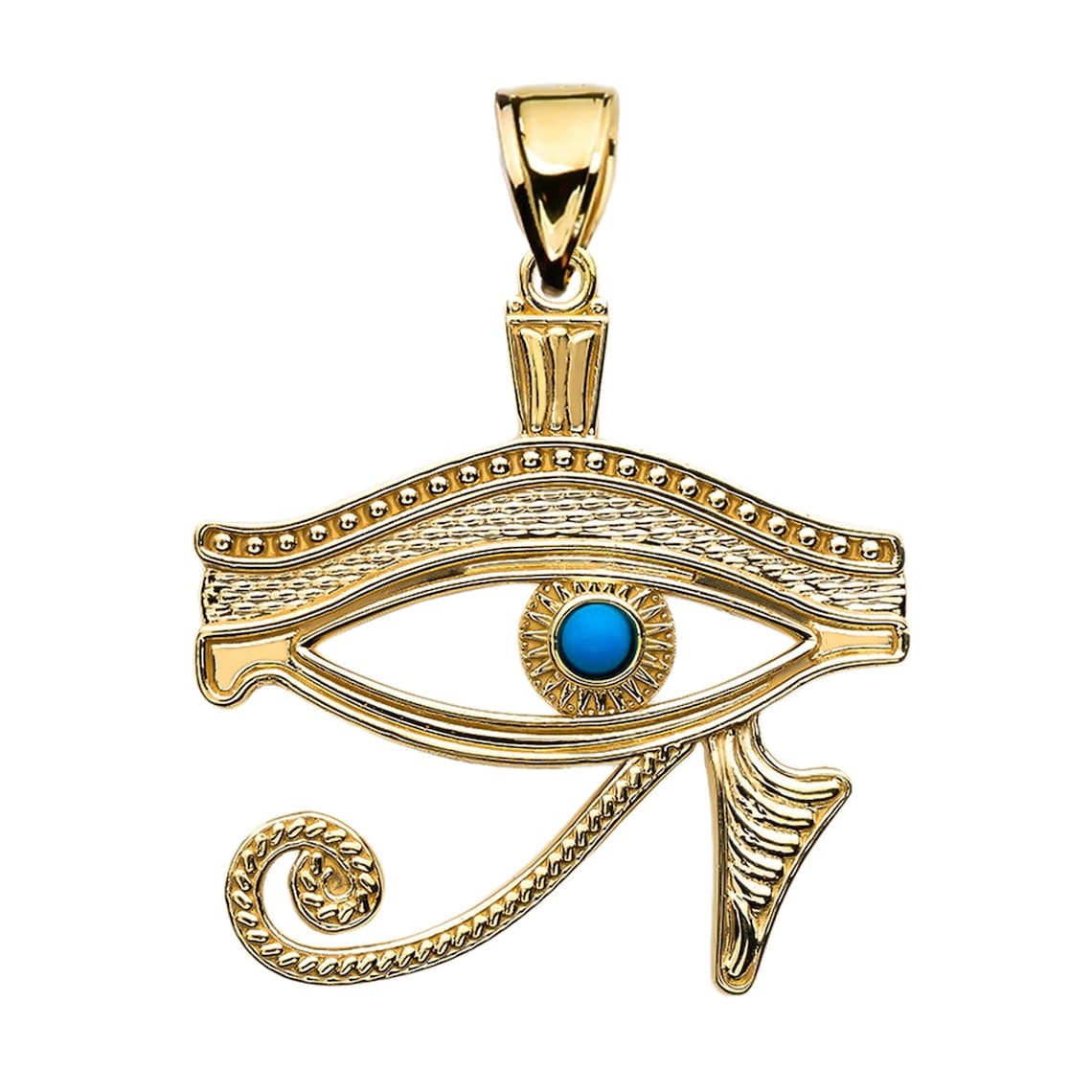 Eye of Horus Yellow Gold Turquoise Pendant Necklace Etsy