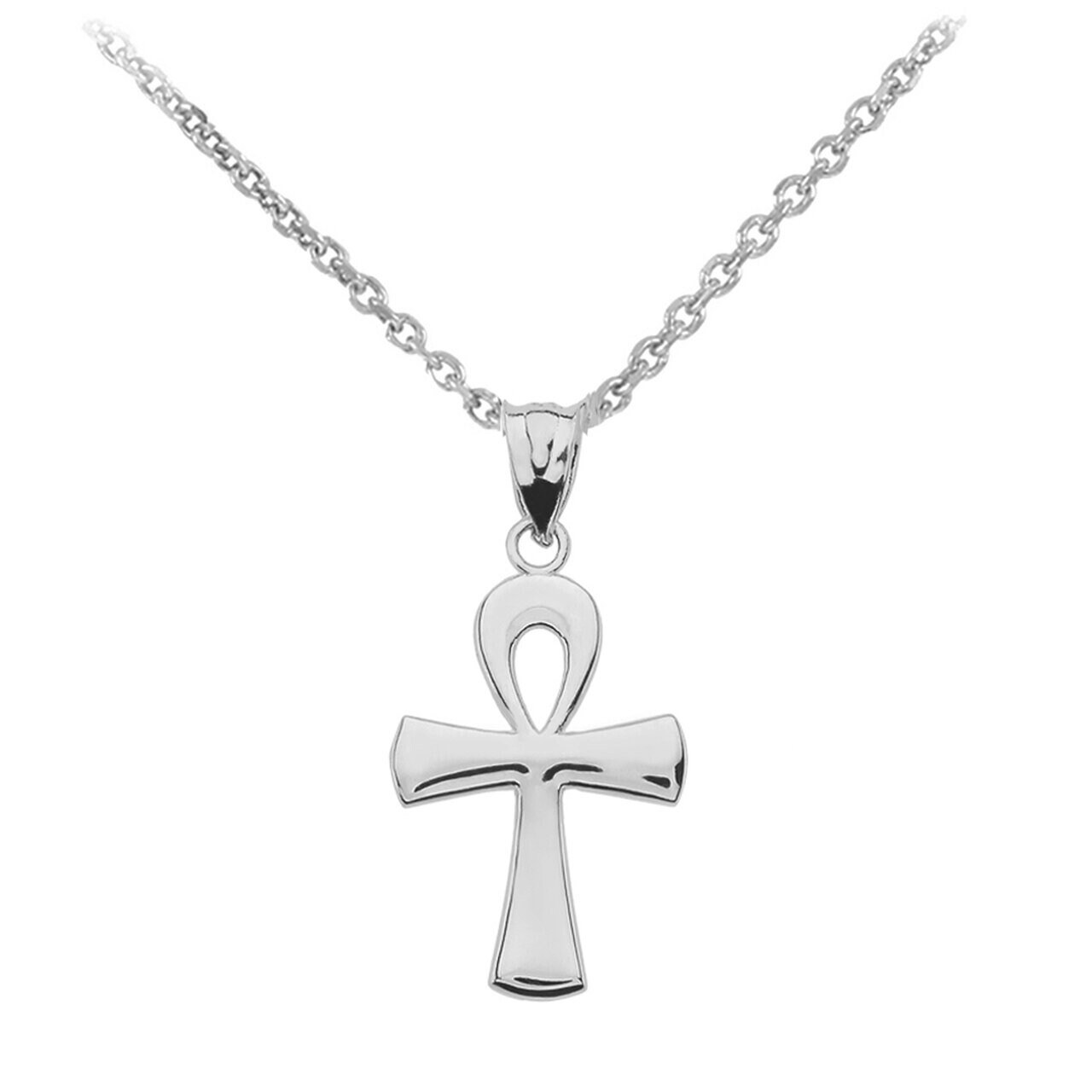 White Gold Egyptian Ankh Polished 