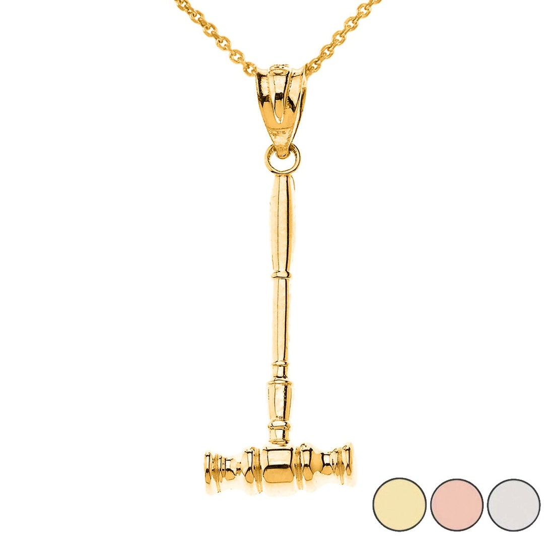 Judge Auctioneer Gavel Pendant Necklace in Solid Gold Etsy