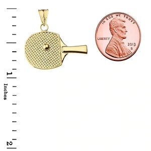 Table Tennis Racket Pendant Necklace In Yellow Gold