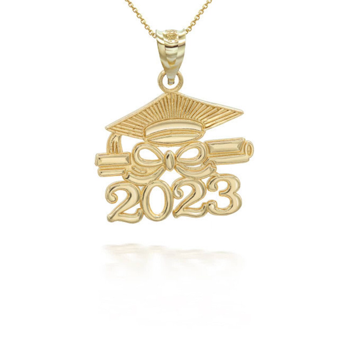 Gold 2023 Graduation Diploma With Cap Pendant Necklace Etsy