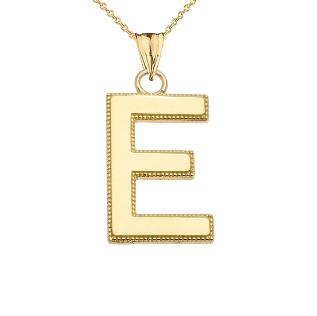 Personalized Yellow Gold Milgrain Initial Pendant Necklace