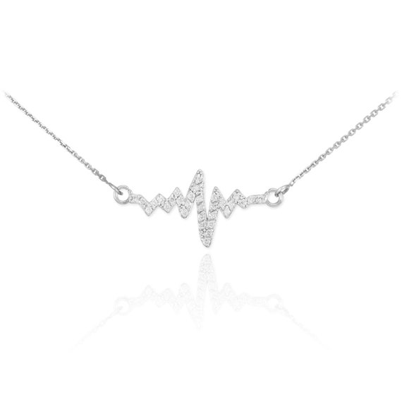 Gold Heartbeat Diamond Necklace - Etsy 