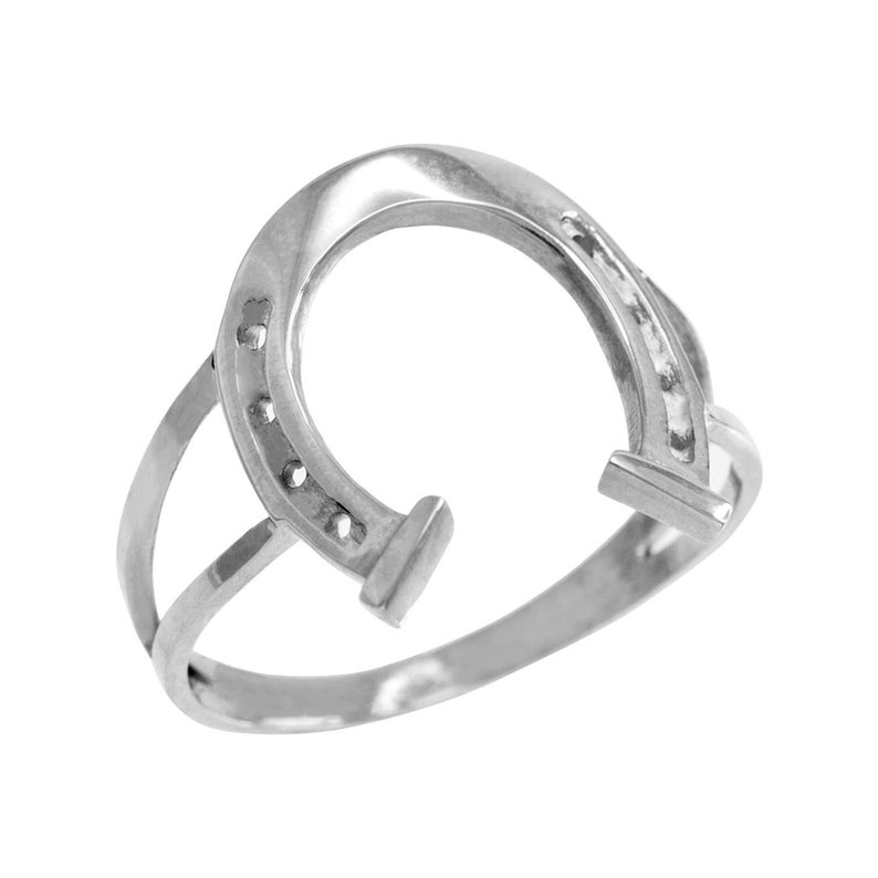White Gold Classic Good Luck Horseshoe Ring