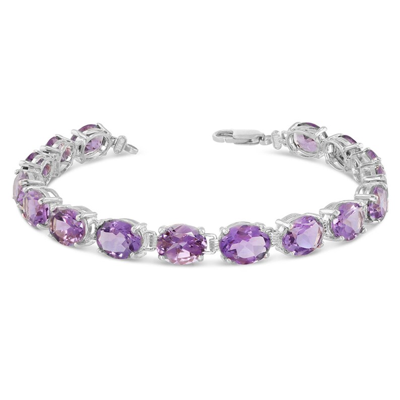 Oval Genuine Amethyst 9 X 7 Tennis Bracelet In Sterling Etsy