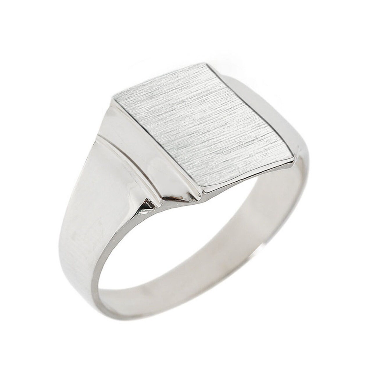 Engravable Solid White Gold Men's Ring Etsy