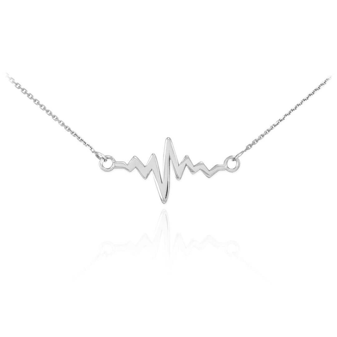925 Sterling Silver Heartbeat Necklace Etsy