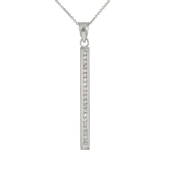 Gold Vertical Diamond Bar Necklace - Etsy