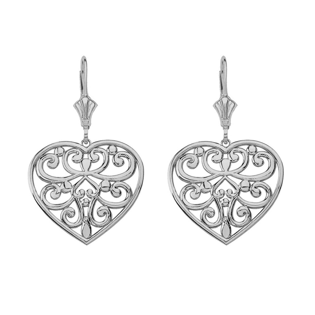 Sterling Silver Filigree Heart Drop 