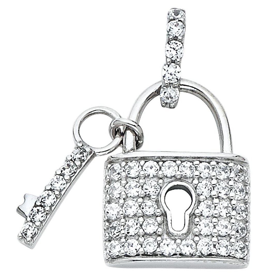 14kw Diamond Lock and Key Pendant