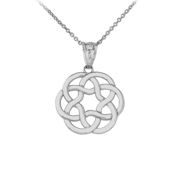 Interwoven Celtic Pendant .925 Sterling Silver Rope Knot Braided Flower Charm