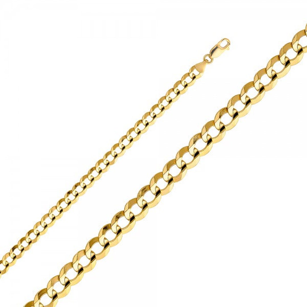 14k Gold 7mm Cuban Concave Chain - Etsy