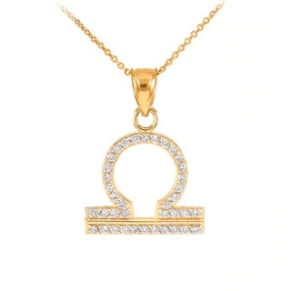 14k Gold Libra Zodiac Sign Diamond 