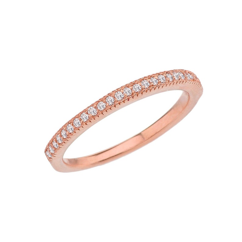 Elegant Cubic Zirconia Wedding Band In Rose Gold