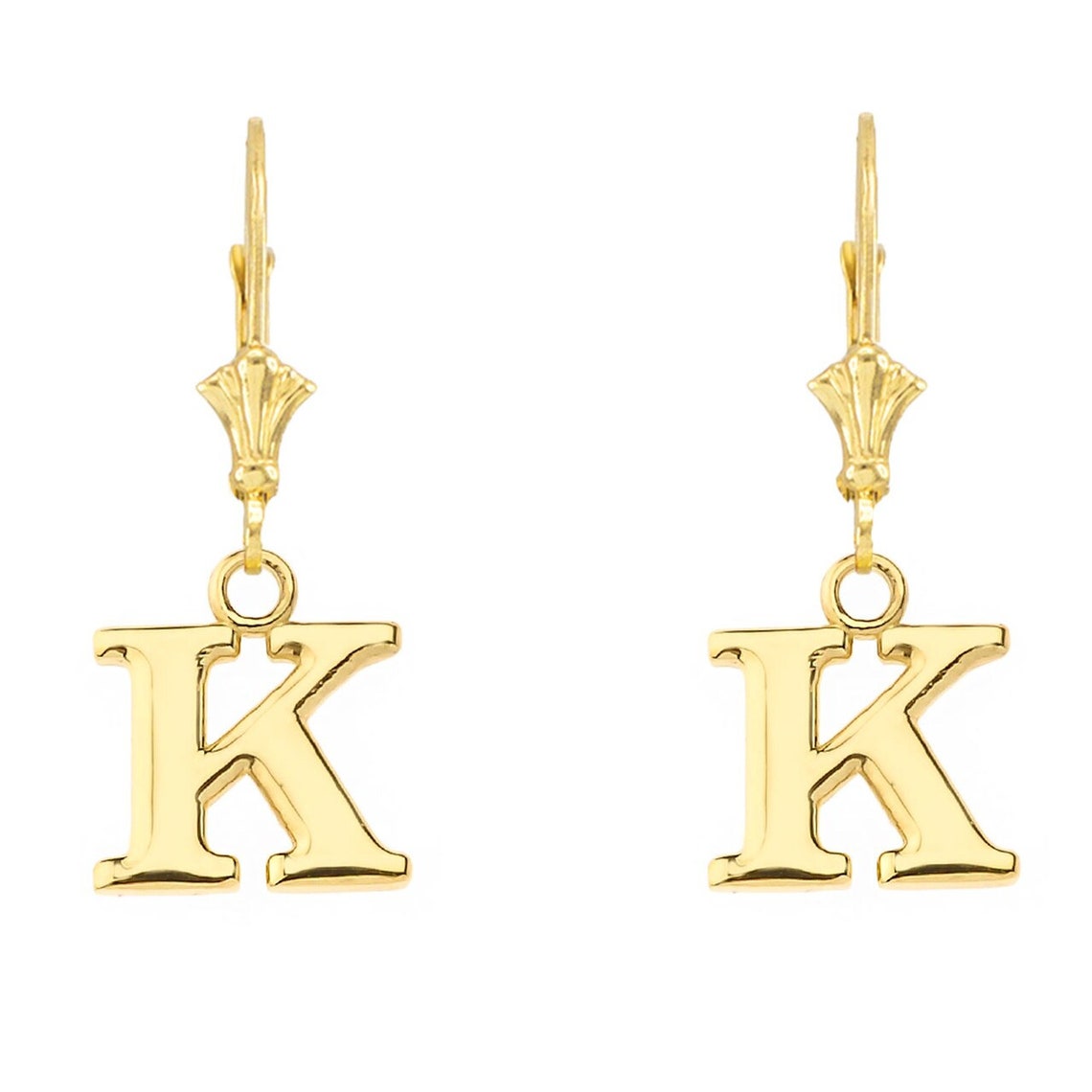 Initial Earrings in 14k Yellow Gold Etsy UK