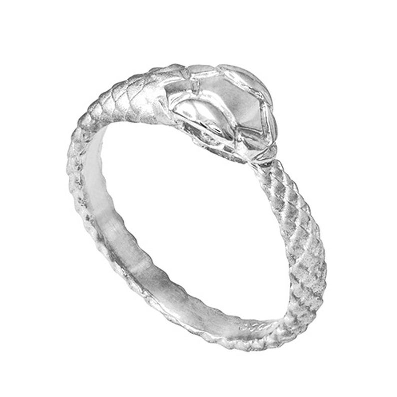 14K Solid Gold Ouroboros Tail Biting Snake Ring Band