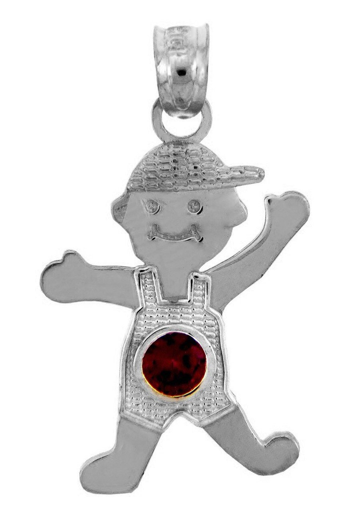 White Gold Baby Charm Pendant Boy Birthstone Charm With Cz Etsy UK
