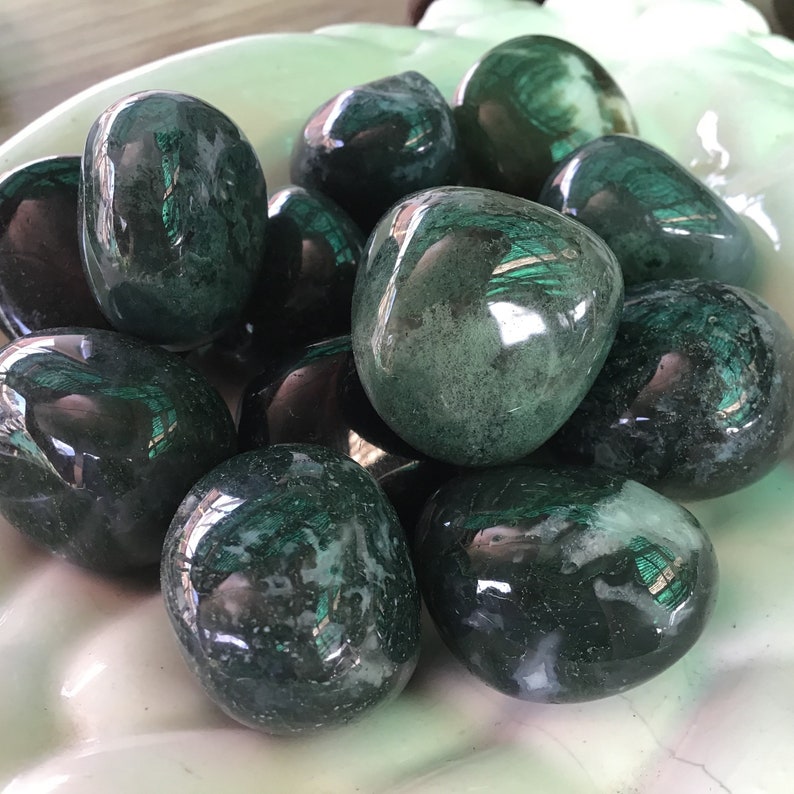 Tumbled Moss Agate Crystal Heart Chakra Root Chakra New | Etsy