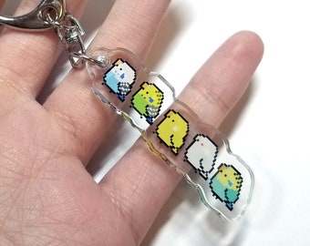 Mini Pixel Budgies Keychain