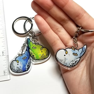 Dangling Budgie Keychain
