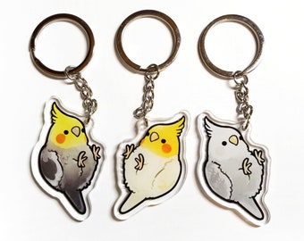 Dangling Cockatiel Keychain