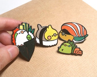 Bird Sushi Enamel Pins (4 types)