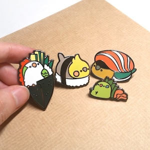 Bird Sushi Enamel Pins (4 types)