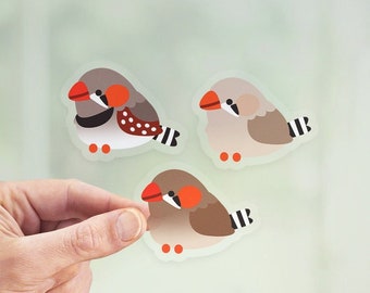 Zebra Finches Clear Stickers (set of 3)