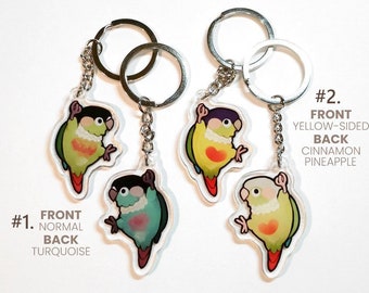 Dangling Green Cheek Conure Keychain